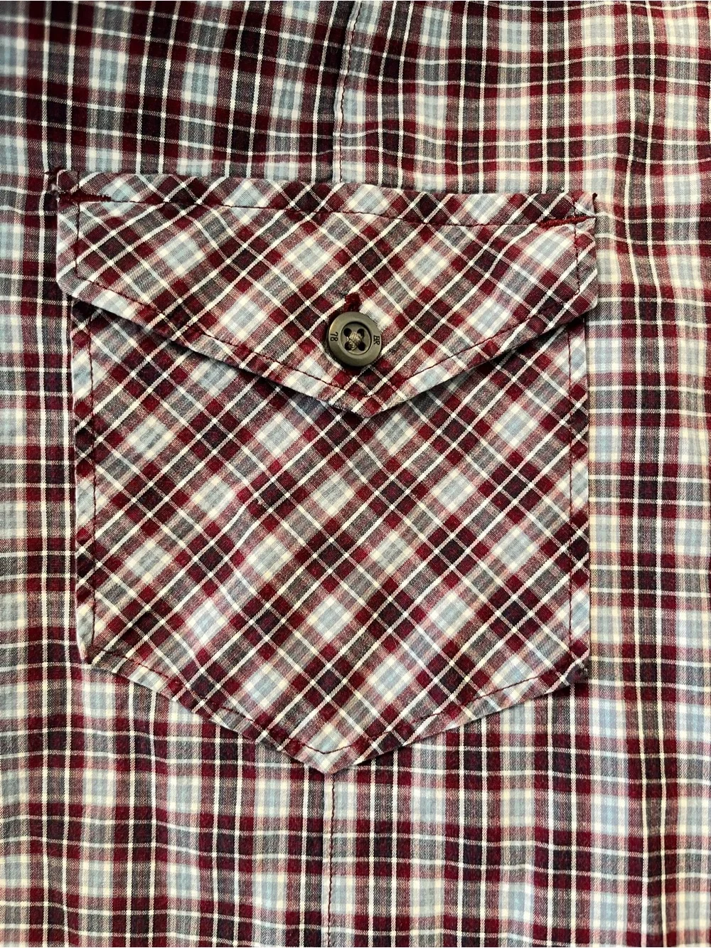 Banana Republic Men's Burgundy and White Plaid Button-Down Shirt